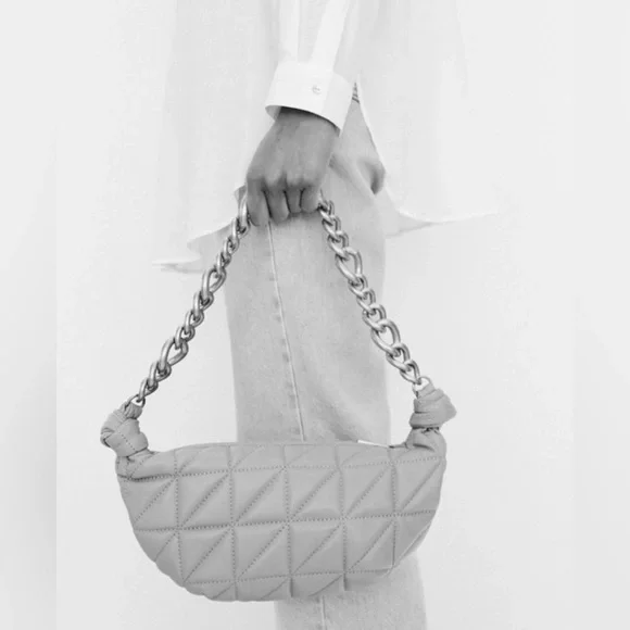 NWT Rare Zara Genuine Leather Quilted Chunky Chain Strap Shoulder Bag - Picture 6 of 17